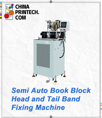 Máquina semi automática da fixação da faixa da cabeça e da cauda do bloco do livro, autoadesiva para blocos redondos & lisos do livro da lombada