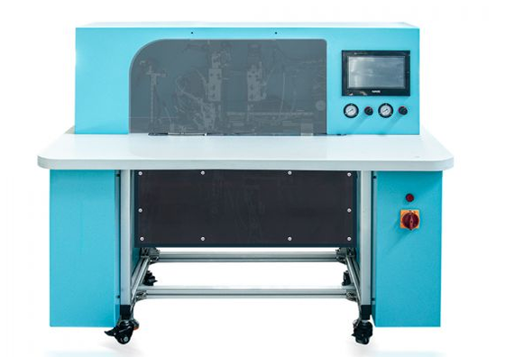 Máquina de fixação de banda elástica semiautomática HX18B para capas de notebooks e diários